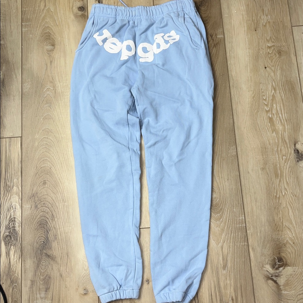 SP5DER Classic Sweatpants Sky Blue Size Medium 100% Cotton